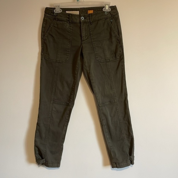 Pilcro and the Letterpress Hyphen Pants 27 Olive Green Skinny Utility Casual - Picture 1 of 16